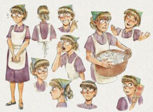 expression sheet of Fabrizia from La Principessa. Various facial expressions